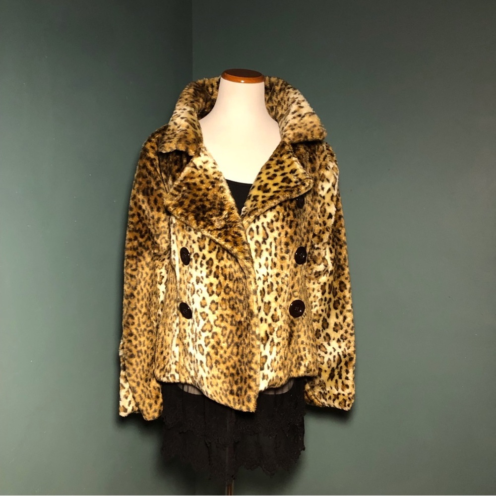 Vegan fur leopard coat vintage - Picture 2 of 7